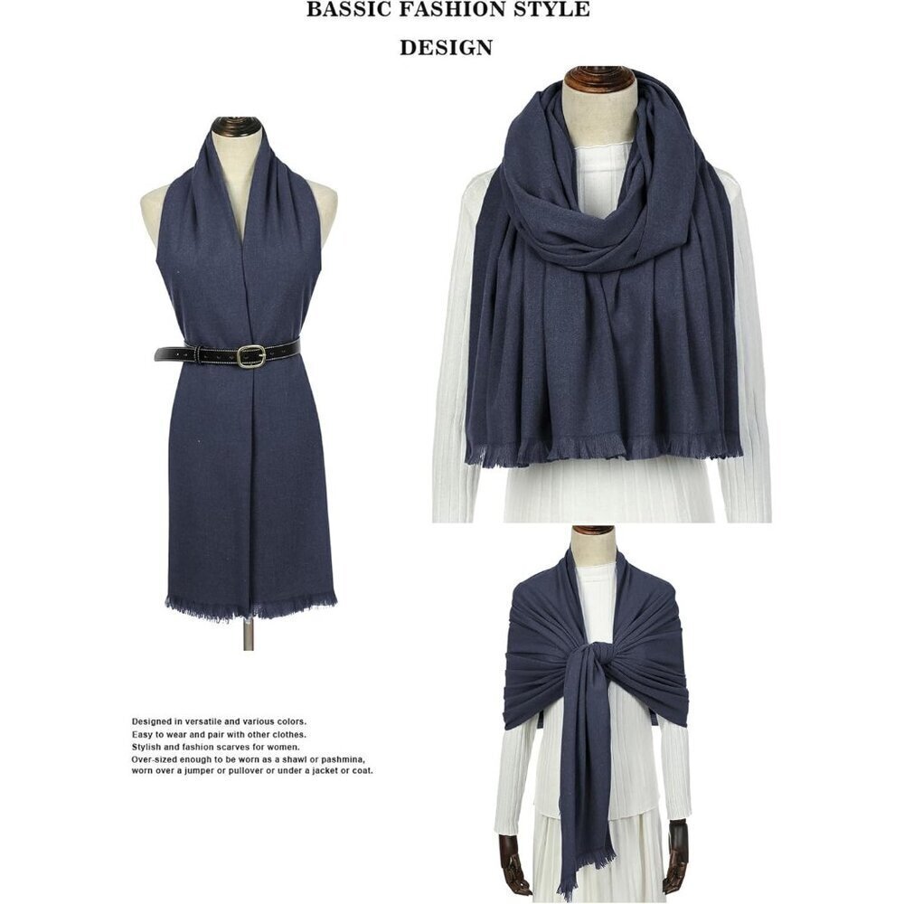🆕 Women Blue Wedding Evening Dress Pashmina Shawl Winter Foulard Femme Wraps - Picture 5 of 7